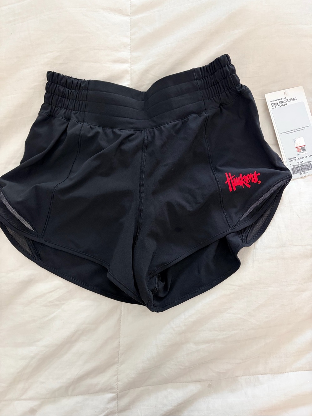Lululemon Black Athletic Running Shorts with Nebraska Huskers
